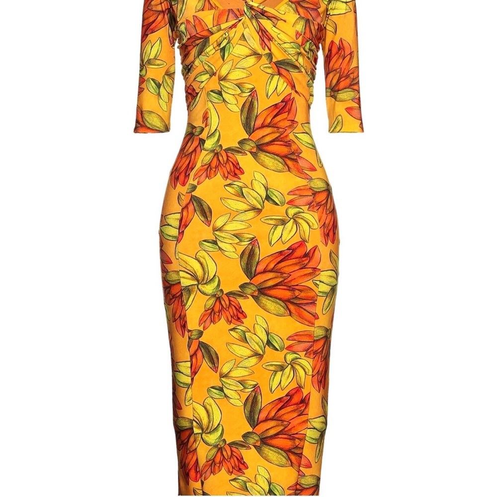 Chiara Boni Yellow Off-the-Shoulder Bodycon Dress